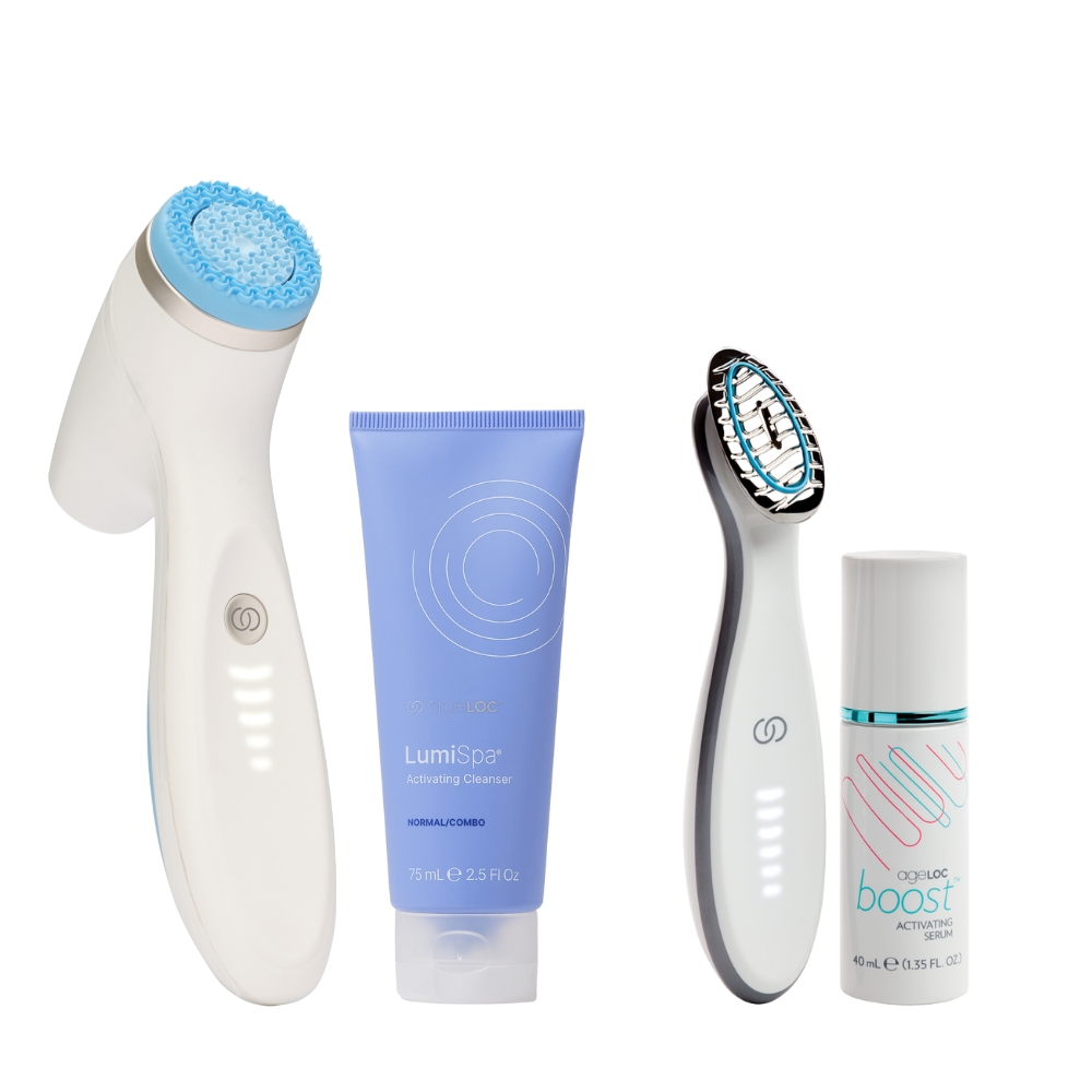 LumiBoost Set: ageLOC Boost mit Lumi Spa Reinigungsbürste & Cleanser - wahlweise in Blau oder Rose Gold