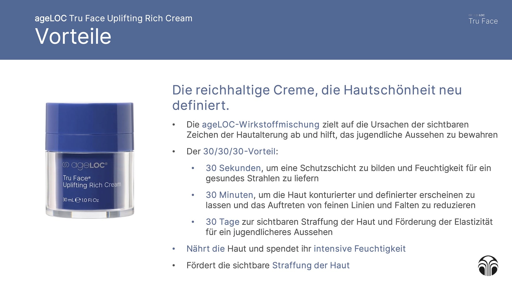 ageLOC Tru Face Uplifting Rich Cream Vorteile